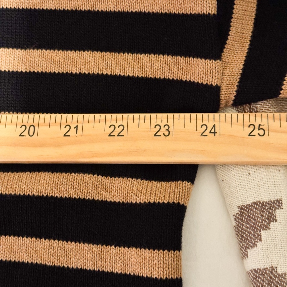 J. Crew Preppy Oversized Striped Black and Tan Sweater Cotton Sz L NWT - Picture 8 of 9